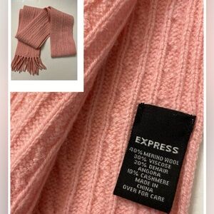 Express Soft Pink Cable Knit Scarf merino wool blend